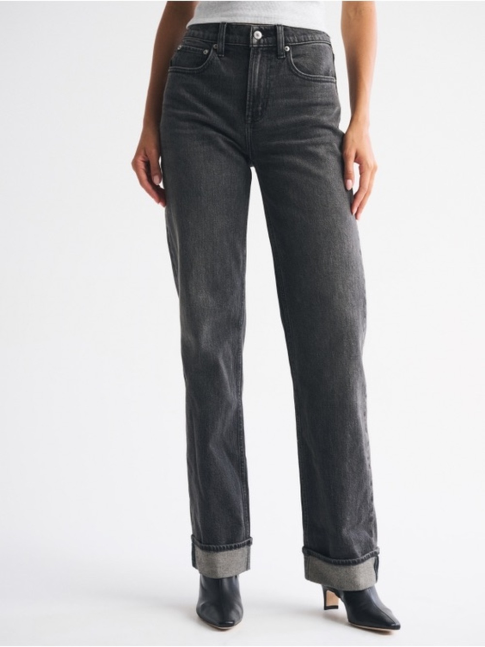 Abercrombie & Fitch 90s Straight ultra high rise jeans (curve love) washed Black